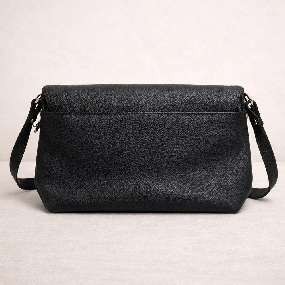 Rae Dunn Black Pebbled Leather Medium Shoulder Crossbody Adjustable Strap